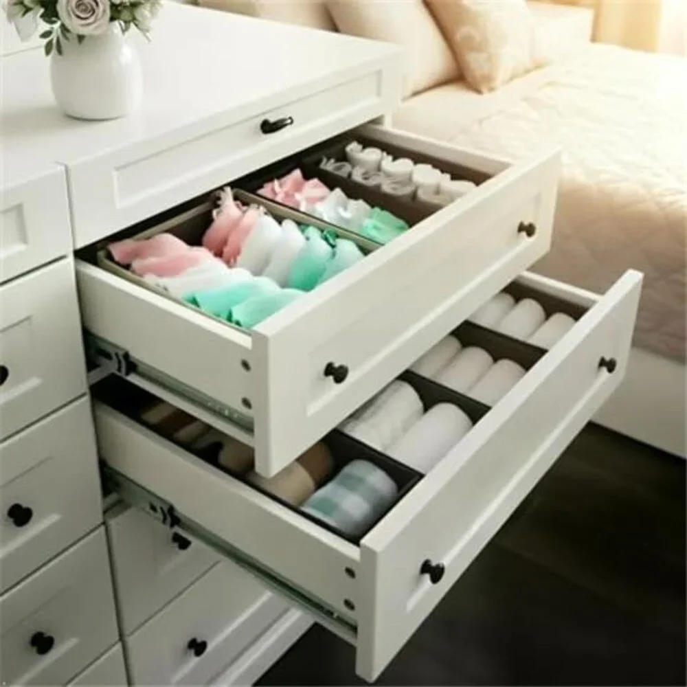 Sock Drawer Organizer 3 Pack Collapsible Fabric Storage Bins Closet Divider